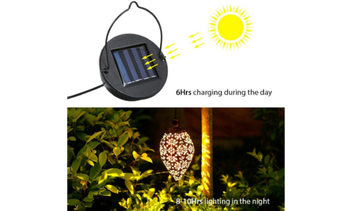 LED Solar Hanging Lantern Garden Metal Lamp - Image 4