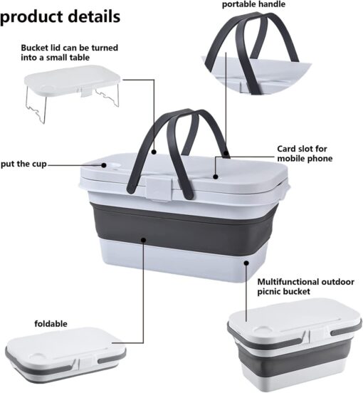 Foldable Picnic Basket with Lid - Image 10