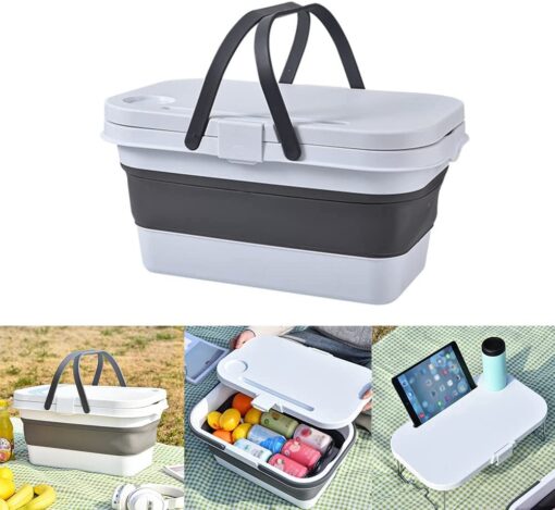 Foldable Picnic Basket with Lid - Image 11