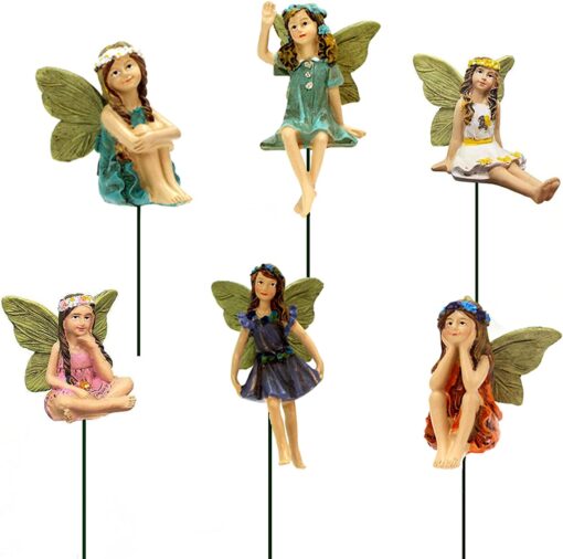 Set of 6 Mini Garden Flowerpot Fairy Figurines - Image 4