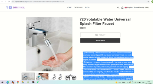 720° rotatable Splash Filter Faucet - Image 3