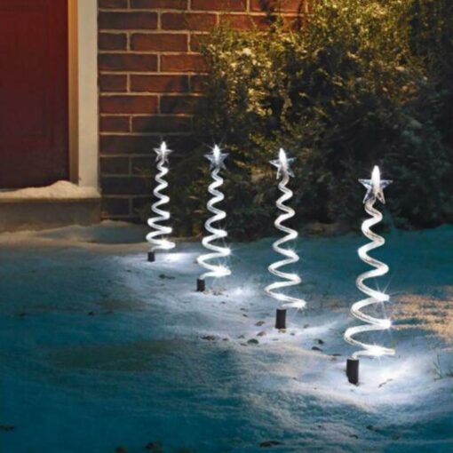 Curly Spiral Christmas Tree Solar Lights - - Image 5