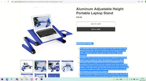 Aluminum Adjustable Height Portable Laptop Stand - Image 6