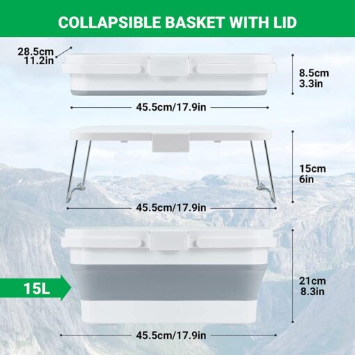 Foldable Picnic Basket with Lid - Image 14