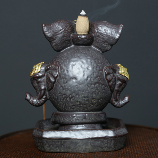 Elephant Ceramic Waterfall Incense Burner with Free incense cones - Image 4