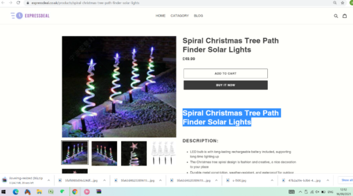 Curly Spiral Christmas Tree Solar Lights - - Image 9