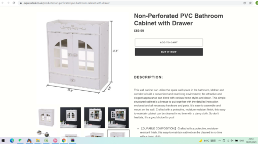 Non-Perforated PVC Bathroom Cabinet with Drawer - stock clearance - - Image 6