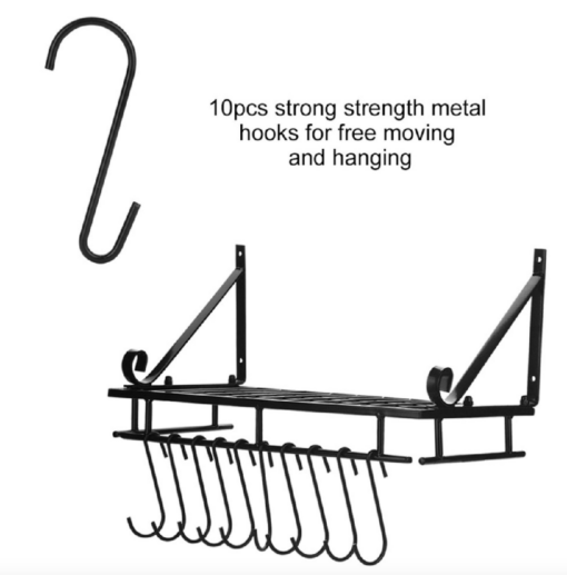 Metal Hanging Rack Wall Mounted with 10 Hook Holders - Image 6