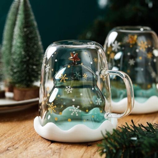 Double Wall Glass Christmas Tree Coffee Mug - Image 3