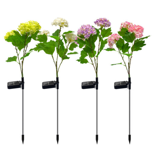 4 pack Solar Artificial Hydrangea Flowers Lights - Image 2