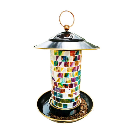 Solar Mosaic Glass Wild Bird Feeder - Image 11