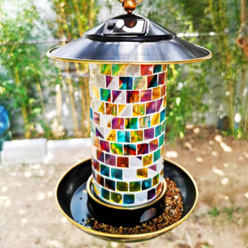 Solar Mosaic Glass Wild Bird Feeder