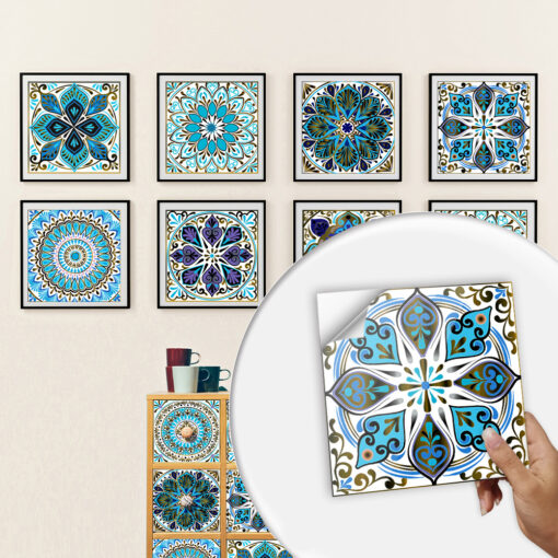 Colourful Mandala Style Tile Sticker - 10pcs