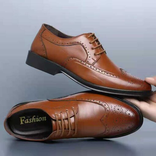 Men's Carved Formal Business PU Leather Shoes - Image 7