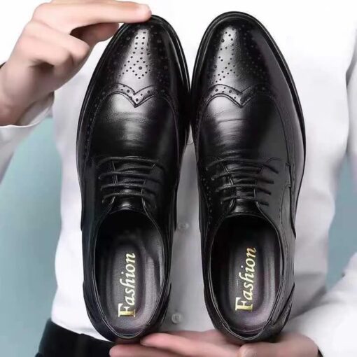 Men's Carved Formal Business PU Leather Shoes - Image 3