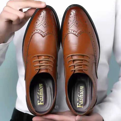 Men's Carved Formal Business PU Leather Shoes - Image 2