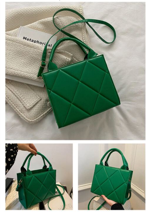 Diamond Lattice Solid Colour Handbag - Image 6