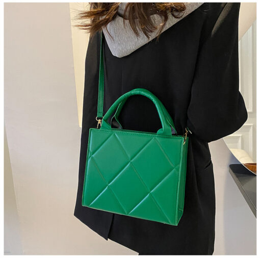 Diamond Lattice Solid Colour Handbag - Image 11