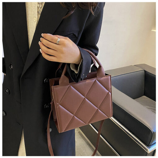 Diamond Lattice Solid Colour Handbag - Image 9