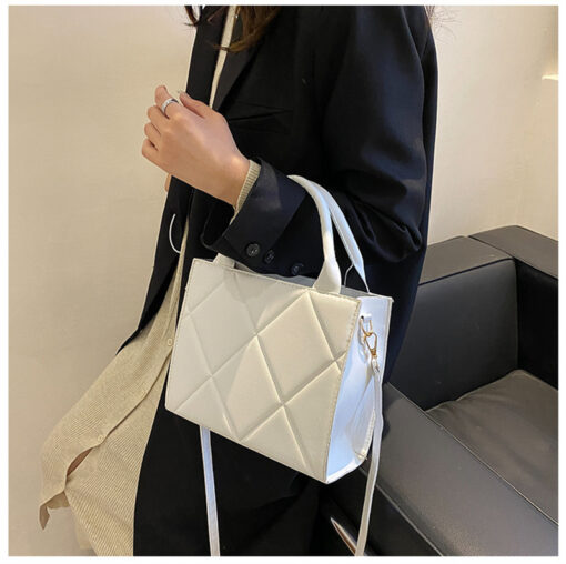 Diamond Lattice Solid Colour Handbag - Image 10