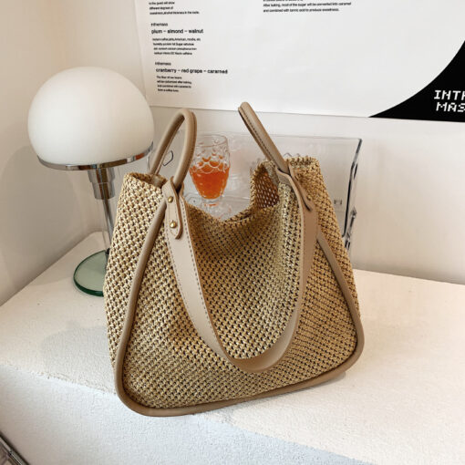 Summer Straw Shoulder Ladies Bucket Bag - Image 2