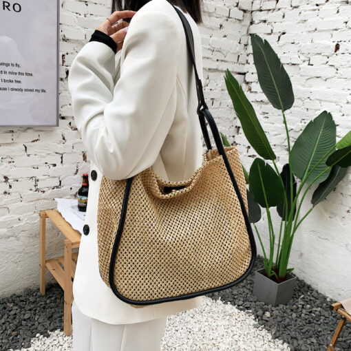 Summer Straw Shoulder Ladies Bucket Bag - Image 5