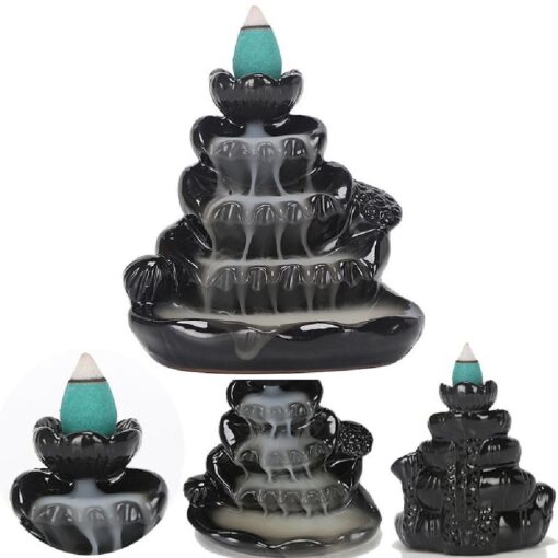 Four Layer Lotus Waterfall Backflow Incense Holder with 60 free cones - Image 3