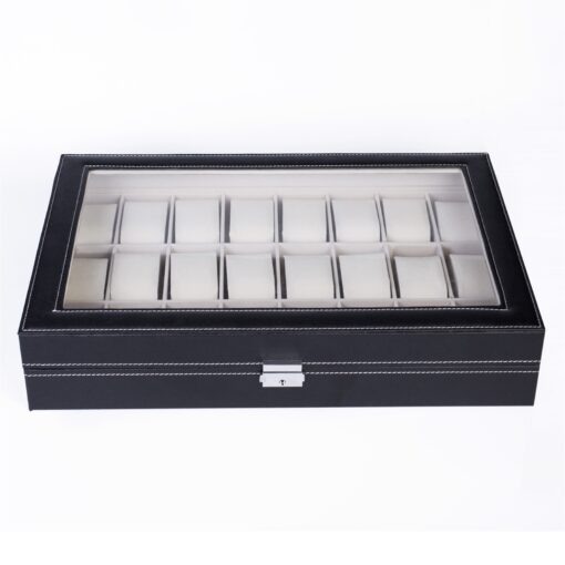 24 Compartments Top-level Opening Style PU Leather Watch Collection Box