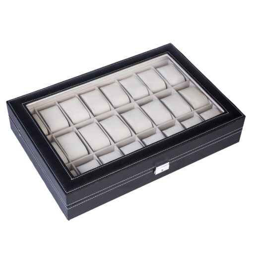 24 Compartments Top-level Opening Style PU Leather Watch Collection Box - Image 8