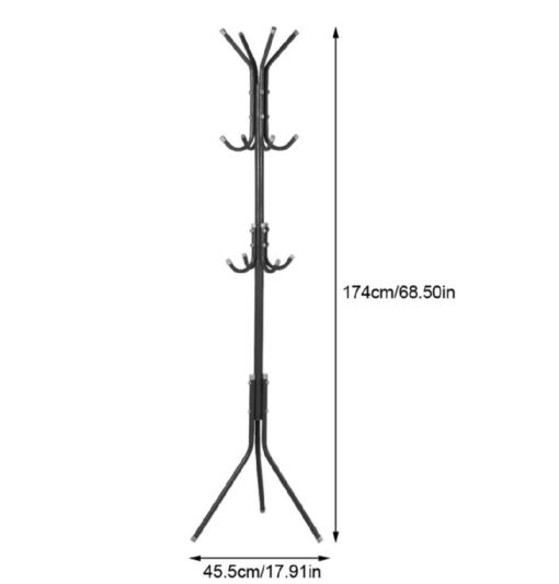 Multi-Hook Metal Coat Hat Stand - Image 8