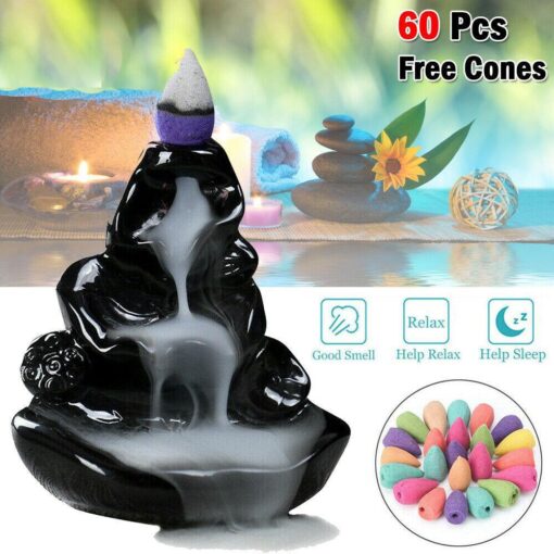 Ceramic Backflow Incense Holder with 60 incense cones - Image 3