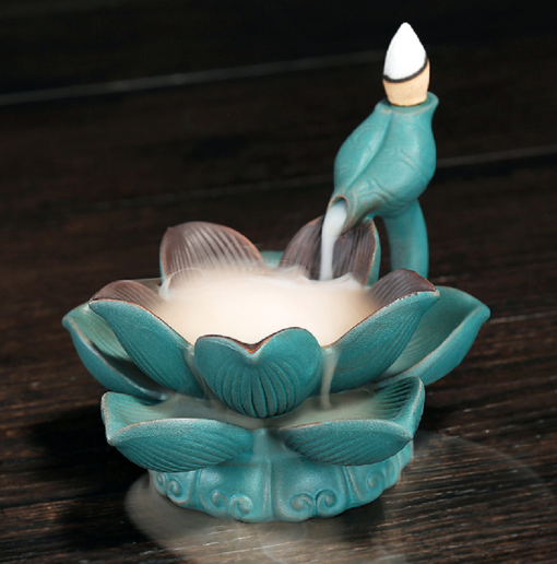 Lotus Ceramic Waterfall Incense Burner with free cones - Image 6