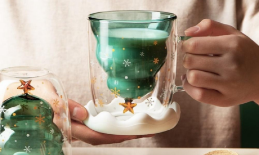 Double Wall Glass Christmas Tree Coffee Mug - Image 4