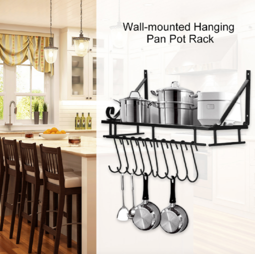 Metal Hanging Rack Wall Mounted with 10 Hook Holders - Image 2