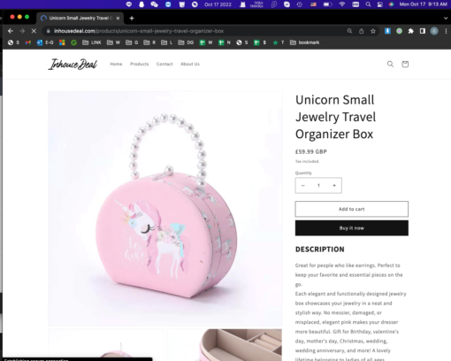 Unicorn Jewelry Travel Organizer Box - Image 3