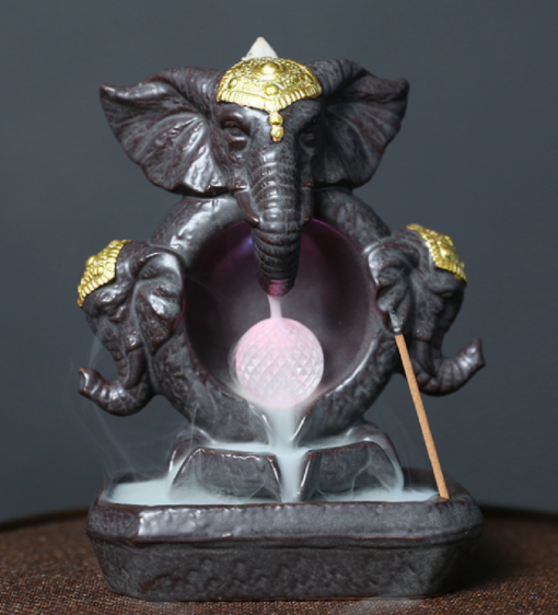 Elephant Ceramic Waterfall Incense Burner with Free incense cones - Image 7