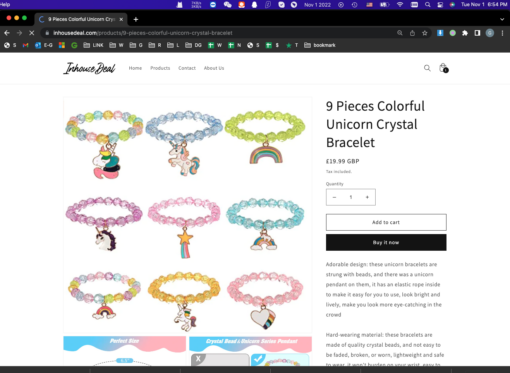 9 Pieces Colorful Unicorn Crystal Bracelet - Image 2