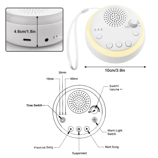 White Noise Machine Sound Machine with Night Light Portable Sleep Aid with 16 Soothing Sounds - Image 9