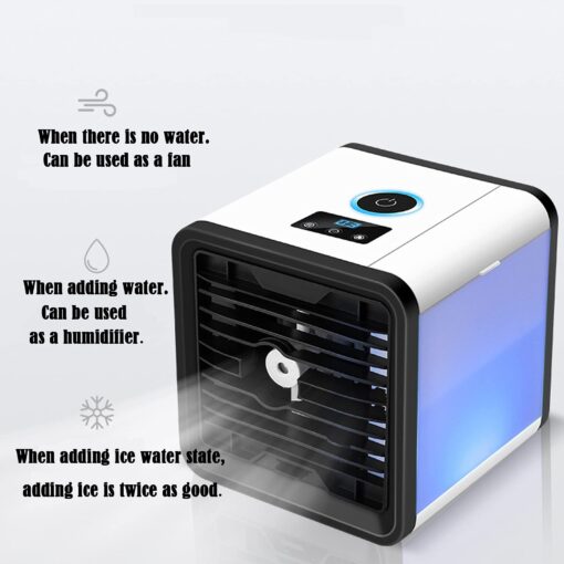 3-in-1 Air Conditioner Fan Quiet USB Air Cooler Fan with LED Night Light Humidifier - Image 7