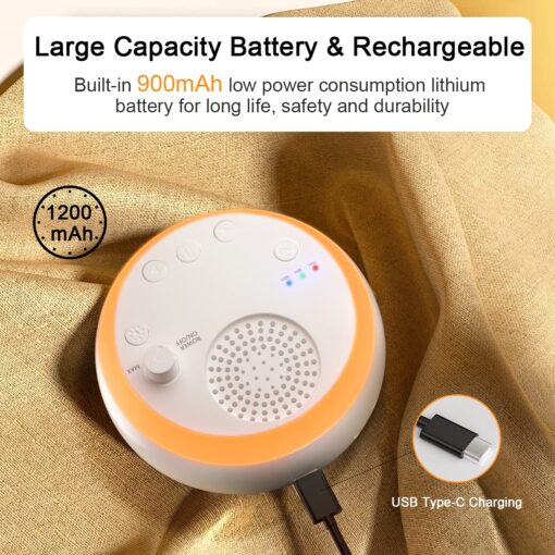 White Noise Machine Sound Machine with Night Light Portable Sleep Aid with 16 Soothing Sounds - Image 6