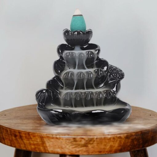 Four Layer Lotus Waterfall Backflow Incense Holder with 60 free cones - Image 4