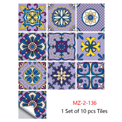 Colourful Mandala Style Tile Sticker - 10pcs - Image 11