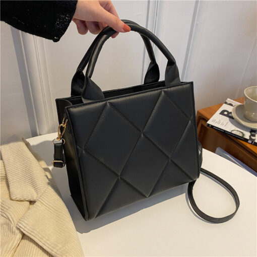 Diamond Lattice Solid Colour Handbag - Image 13