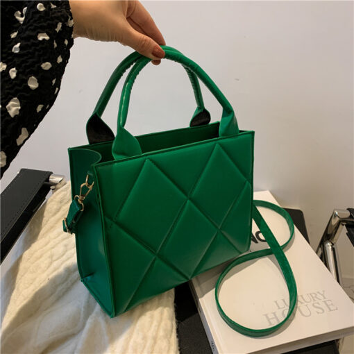 Diamond Lattice Solid Colour Handbag - Image 14