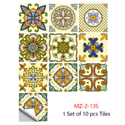 Colourful Mandala Style Tile Sticker - 10pcs - Image 13