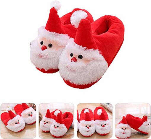 Santa Slippers Christmas Anti-Skid Sole Winter Furry Slipper - Image 2