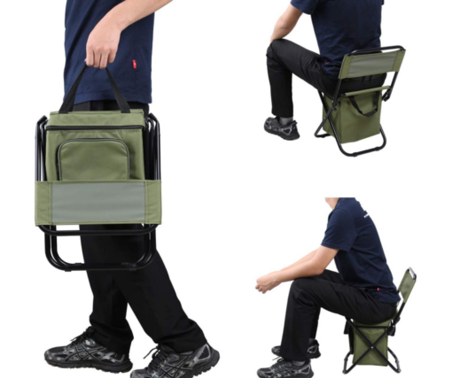 Foldable Camping Chair with Cooler Bag Compact Fishing Stool - Image 6