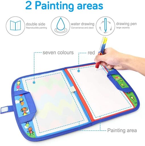 Kids’ Water Doodle Drawing Travel Bag Mat and Magic Pens - Image 4