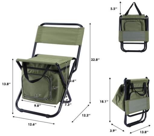 Foldable Camping Chair with Cooler Bag Compact Fishing Stool - Image 3