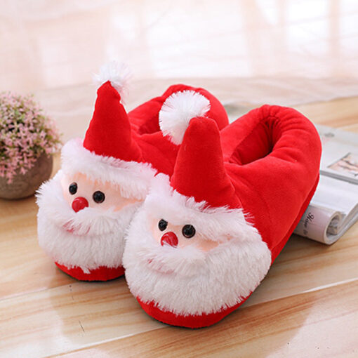 Santa Slippers Christmas Anti-Skid Sole Winter Furry Slipper